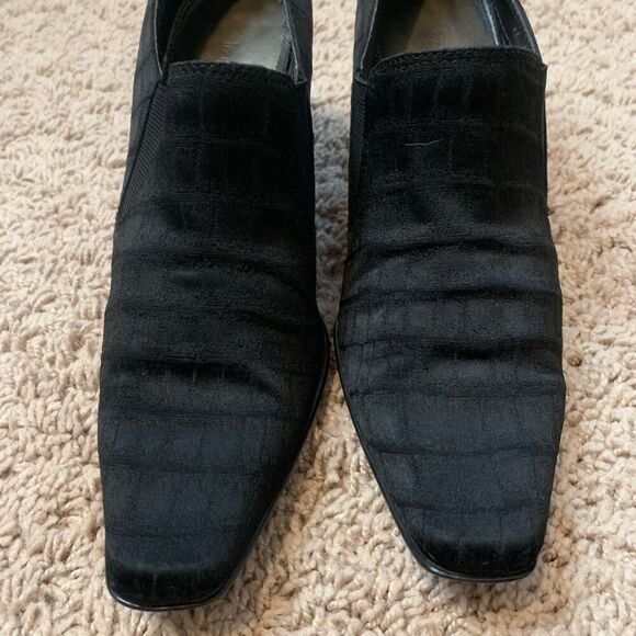 Liz Claiborne Black Textured Square Loafer Oxford Heels 7.5 - Picture 2 of 8